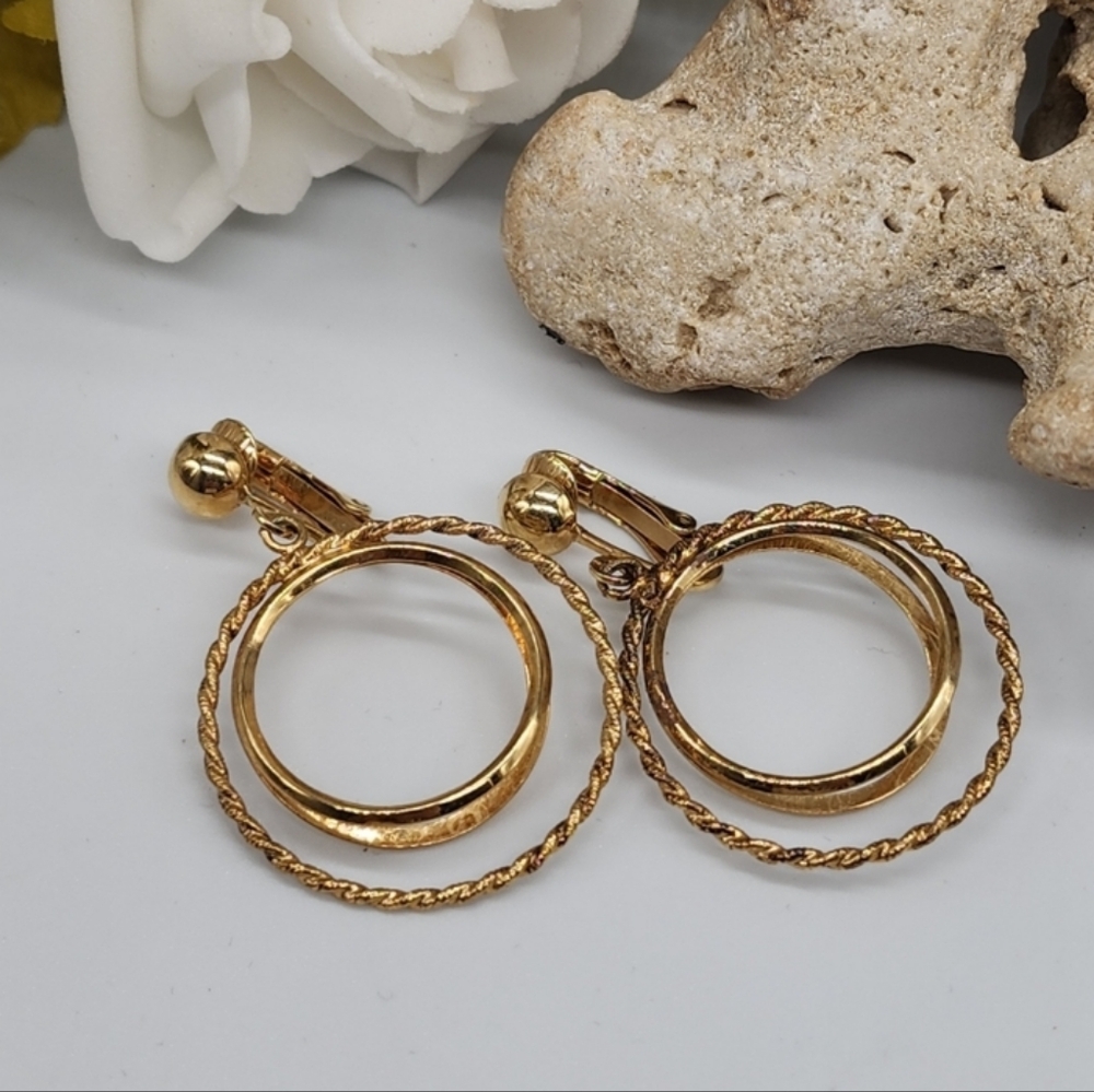 ❤️ Vintage Lightweight Clips Gold Earrings Disc's Hoops Small Classic Style